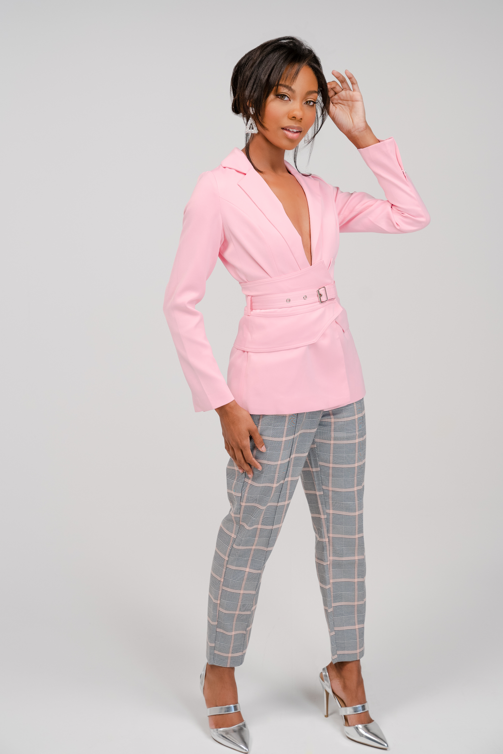 JACKIE BELT BLAZER - PINK